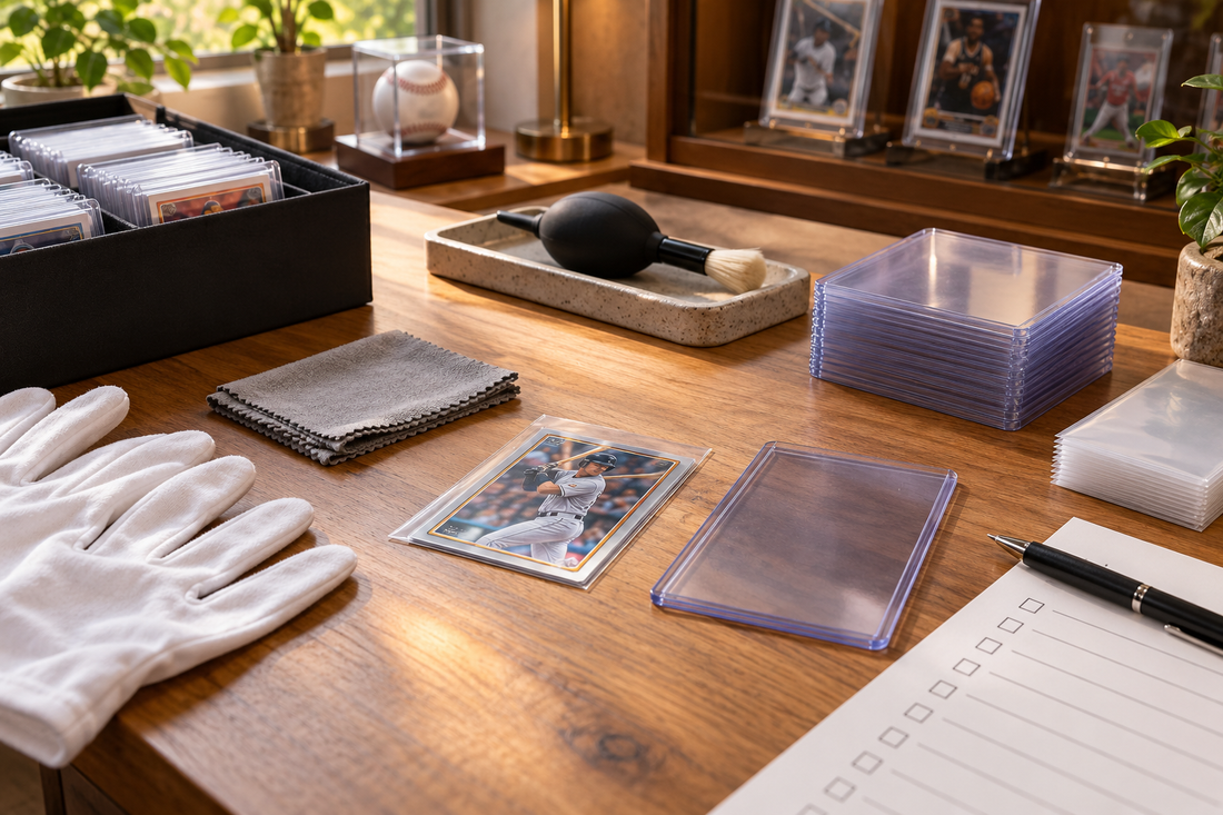How to prepare trading cards for grading: inspection and semi-rigid holder setup