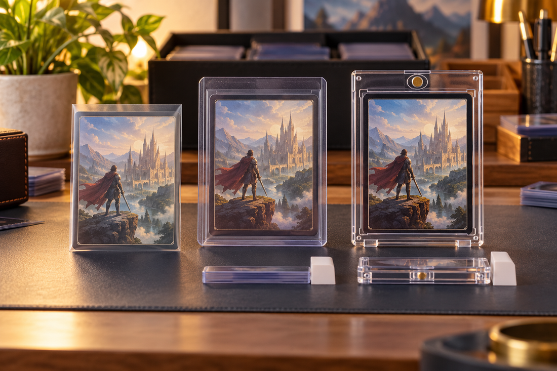 One-touch magnetic holder and top loader comparison for trading cards