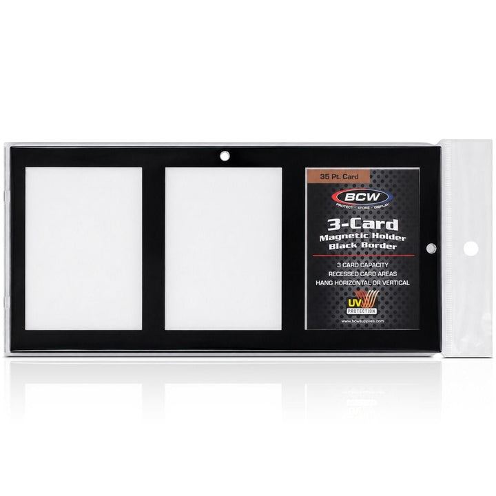 BCW 35pt Magnetic 3-Card Display Holder — Black Border
