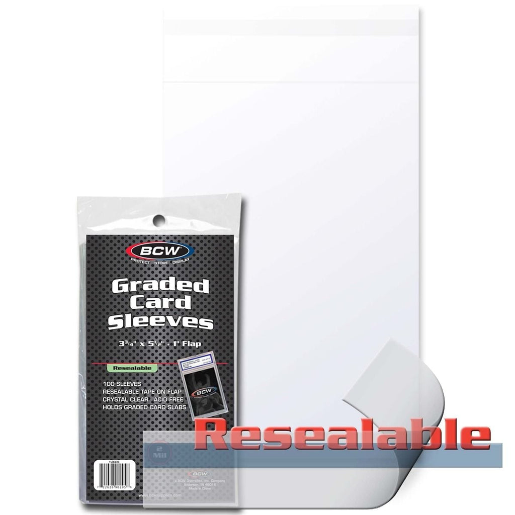 BCW Resealable Graded Card Sleeves 100 Pack PSA BGS SGC Slab Protection
