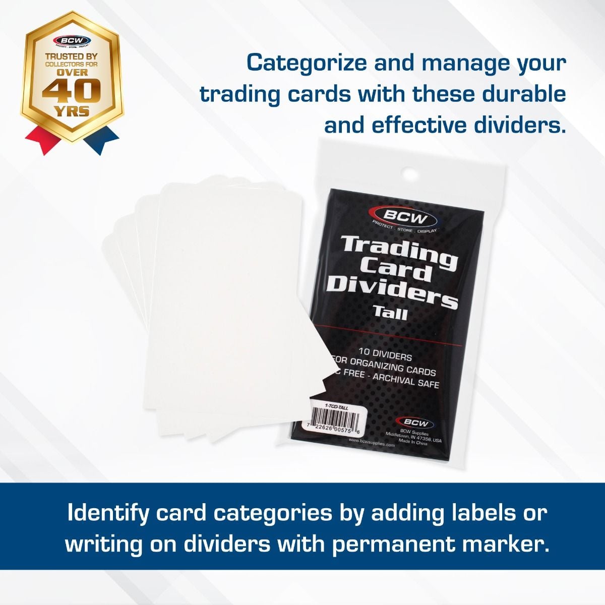 BCW Tall Trading Card Dividers — BCW Tall Trading Card Dividers