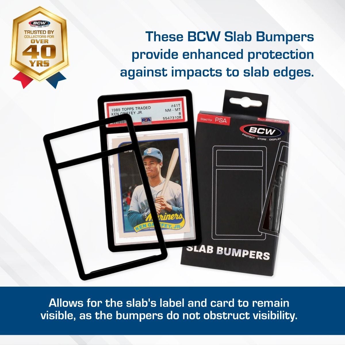 BCW PSA Slab Bumper Guards — Black 6 Pack for Graded Card Protection