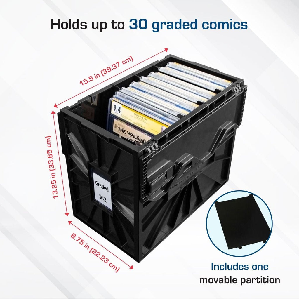 BCW Graded Comic Book Storage Bin — Black Slab Organizer for CGC & CBCS