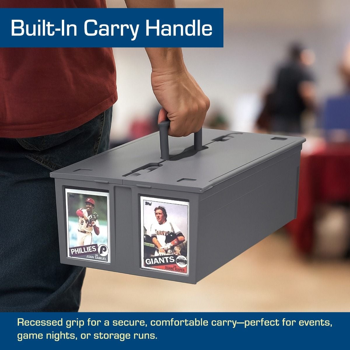 BCW 1,600-count gray storage bin — detail view