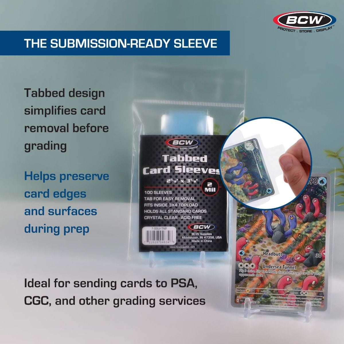 BCW Tabbed Card Sleeves — 100 Pack