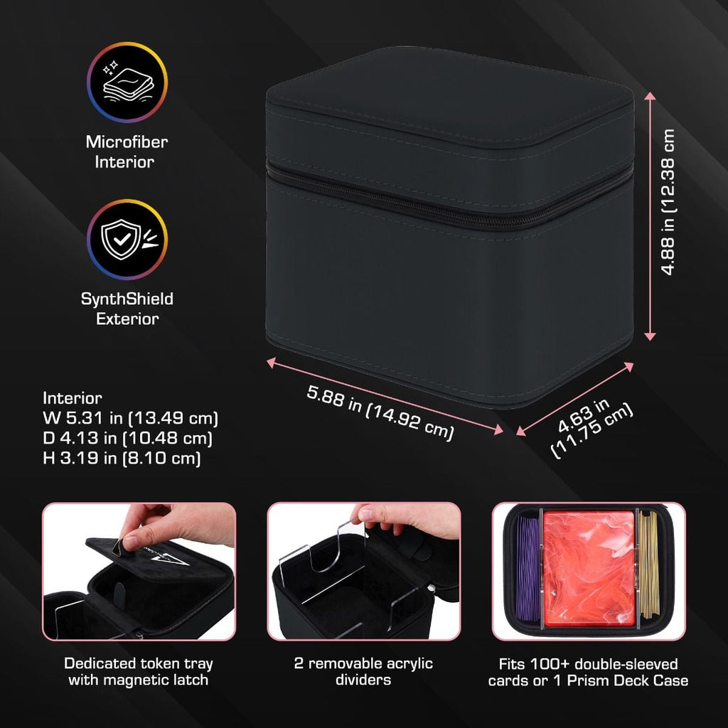 BCW Prism Matrix Magnetic Deck Box - Black, 100+ Double-Sleeved Cards