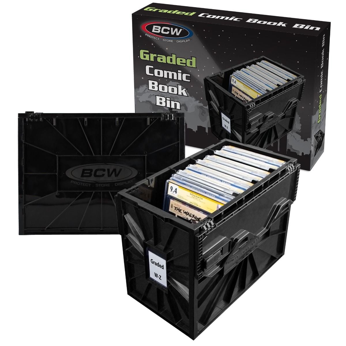 BCW Graded Comic Book Storage Bin — Black Slab Organizer for CGC & CBCS