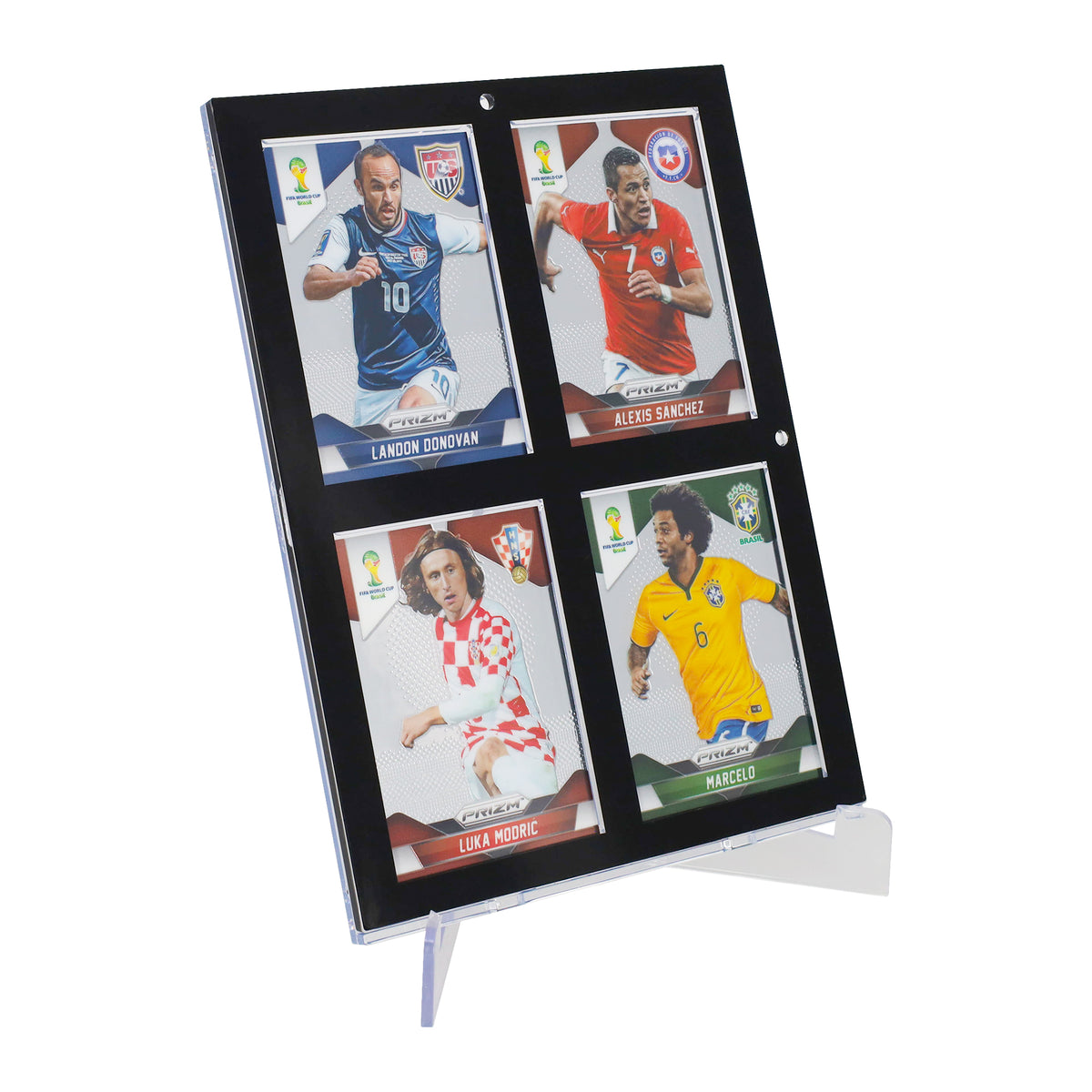 4-card 35 PT black-border magnetic holder angled view