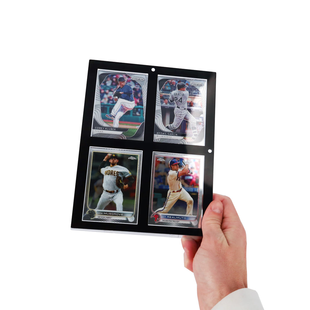 4-card 35 PT black-border magnetic holder with baseball card in hand