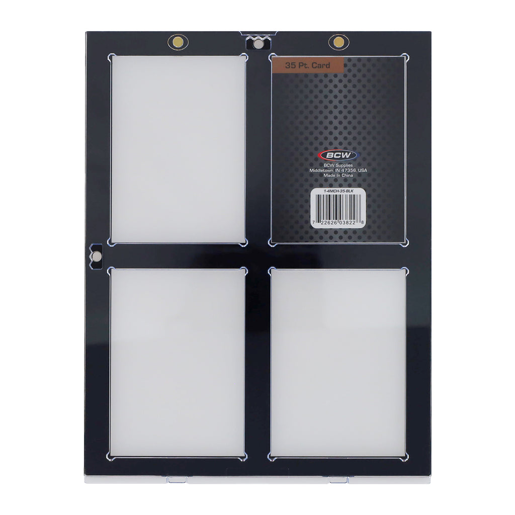 4-card 35 PT black-border magnetic holder rear label