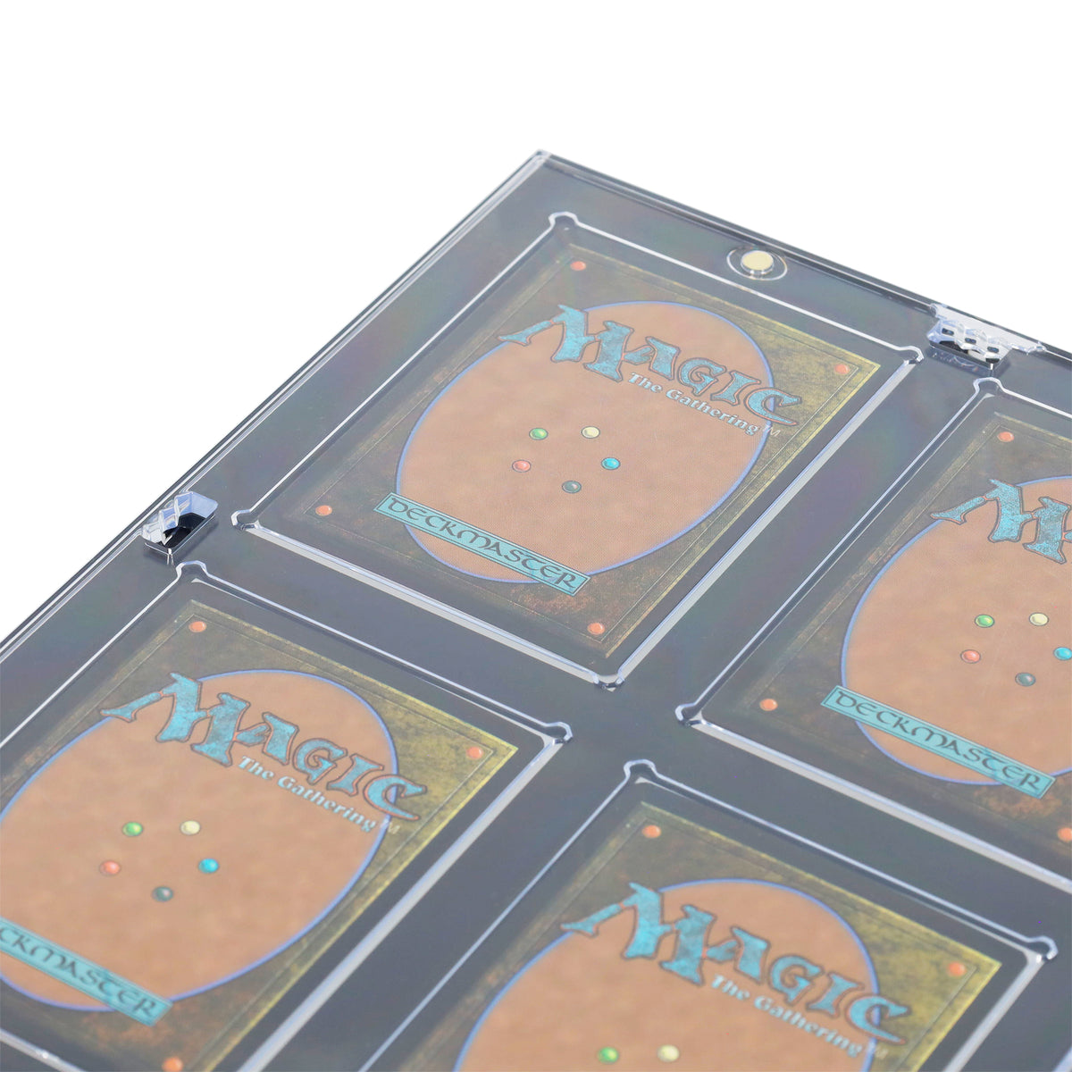 4-card 35 PT black-border magnetic holder hanger detail