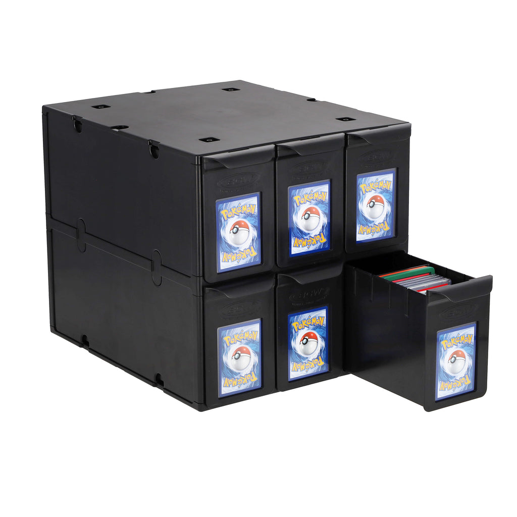 BCW 6-drawer graded card cabinet — games open
