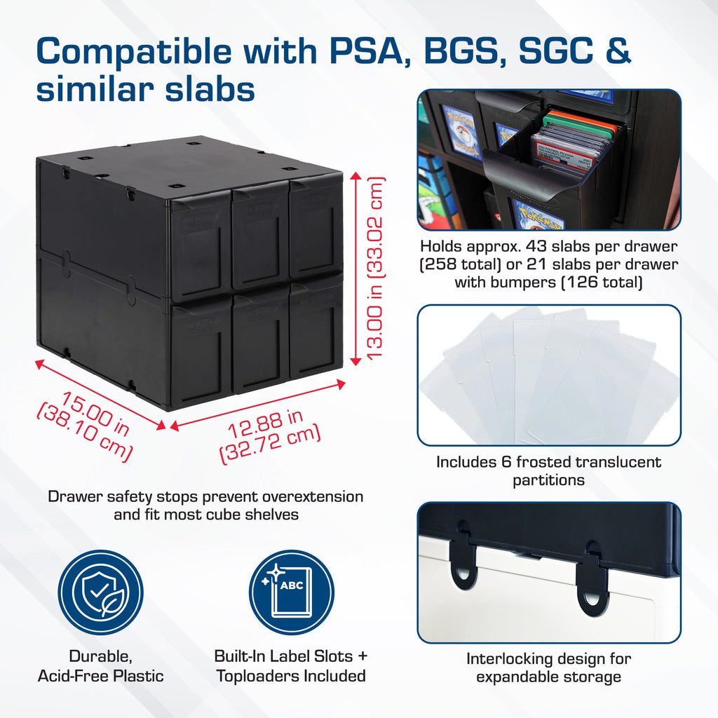 BCW 6-drawer graded card cabinet — info 4