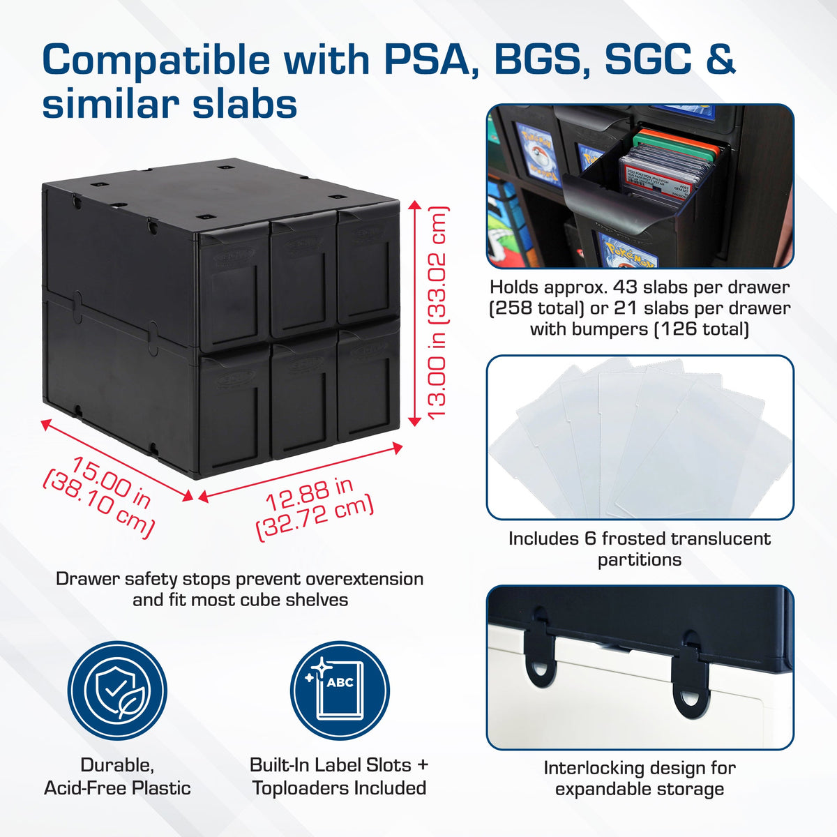 BCW 6-drawer graded card cabinet — info 4