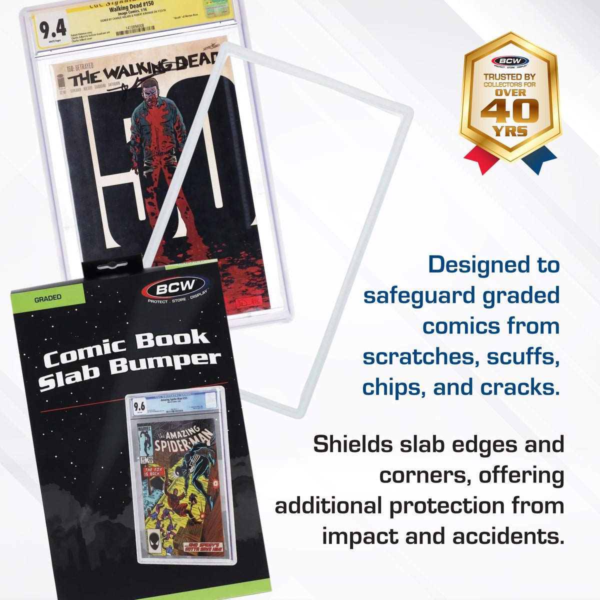 BCW graded comic slab bumper protection against scratches, scuffs, chips and cracks