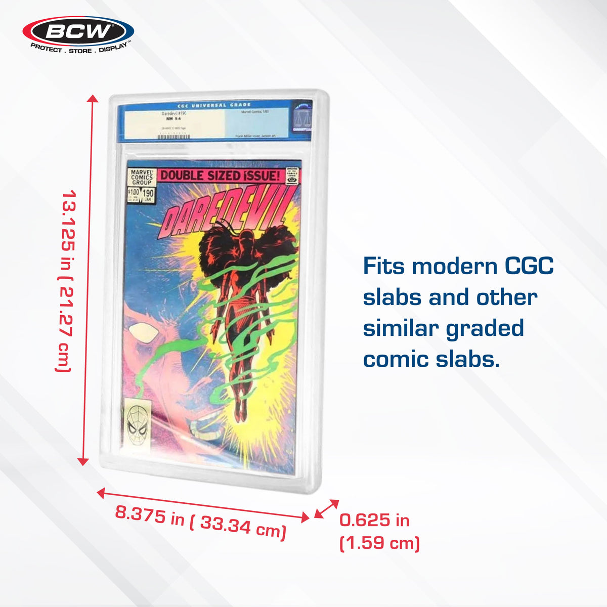 BCW graded comic slab bumper dimensions and fit for modern CGC slabs