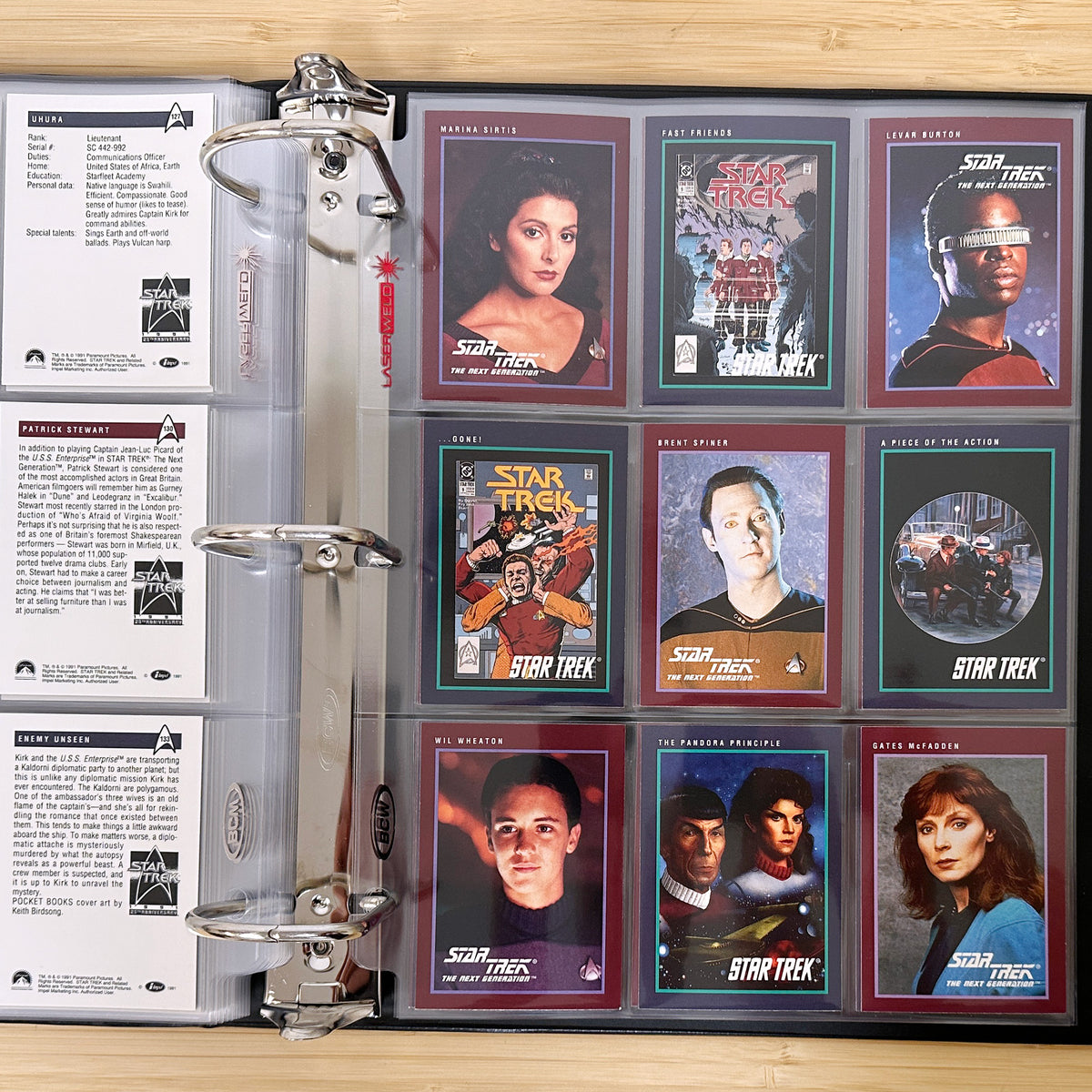 Standard trading cards in 9-pocket pages