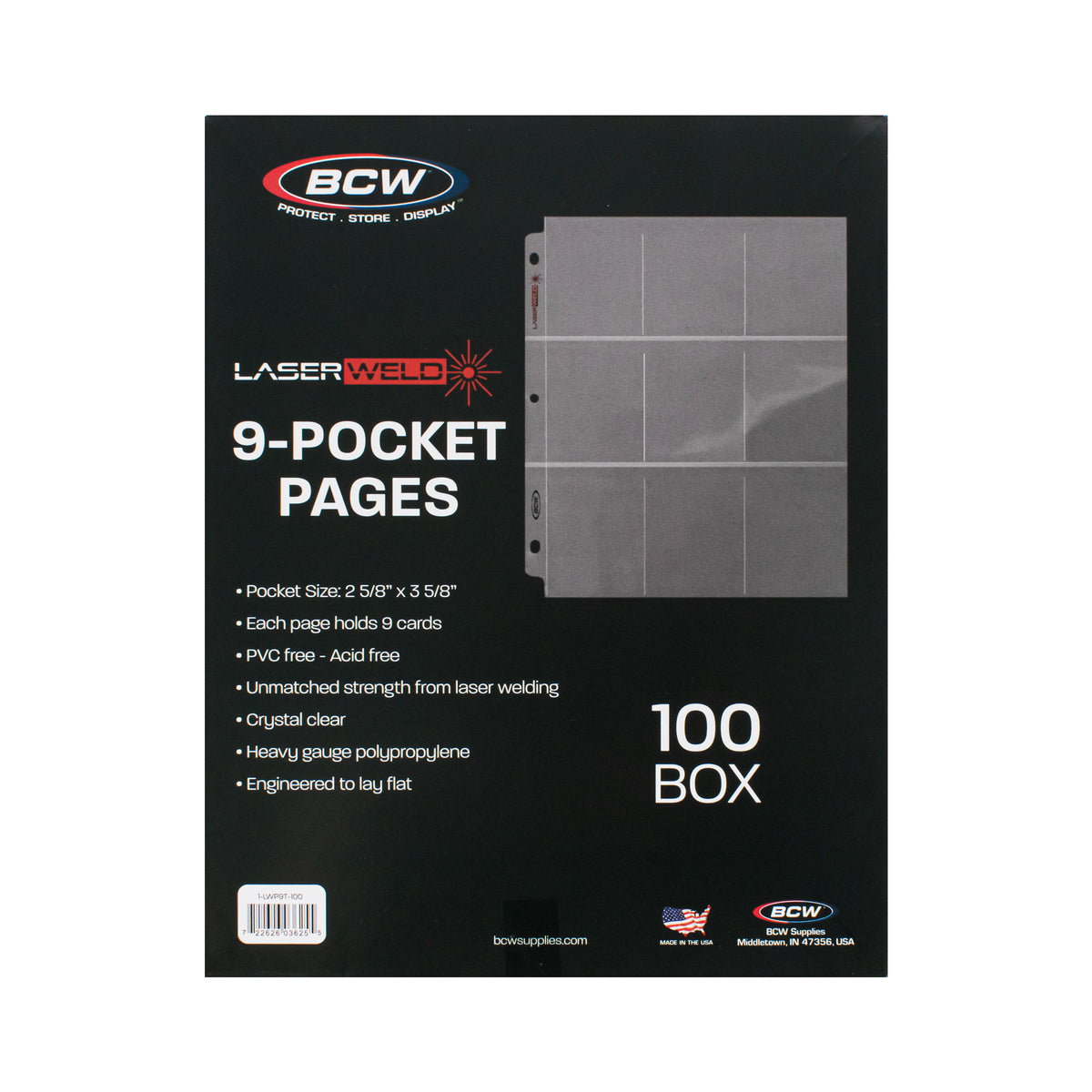 BCW LaserWeld 9-Pocket Pages package back