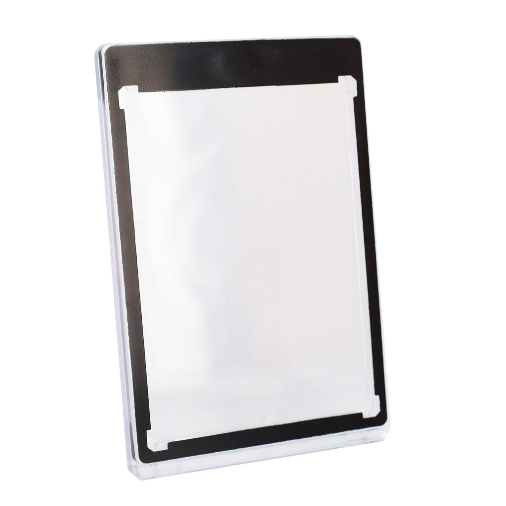 BCW 35 PT black-border magnetic card holder — Angled holder view