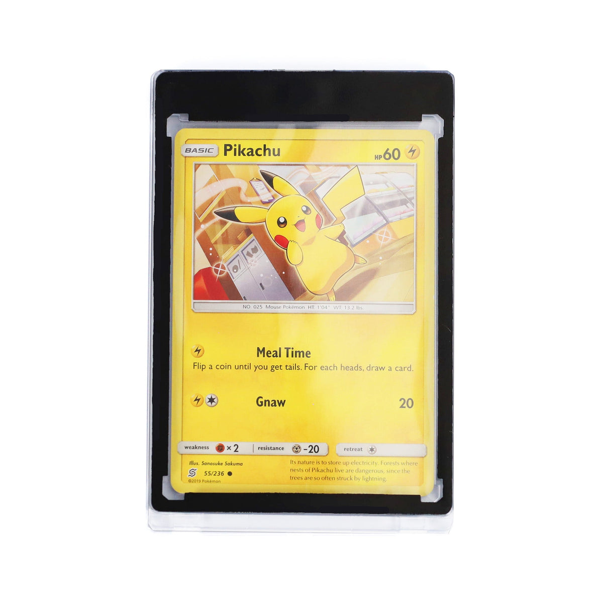 BCW 35 PT black-border magnetic card holder — Pokémon card example