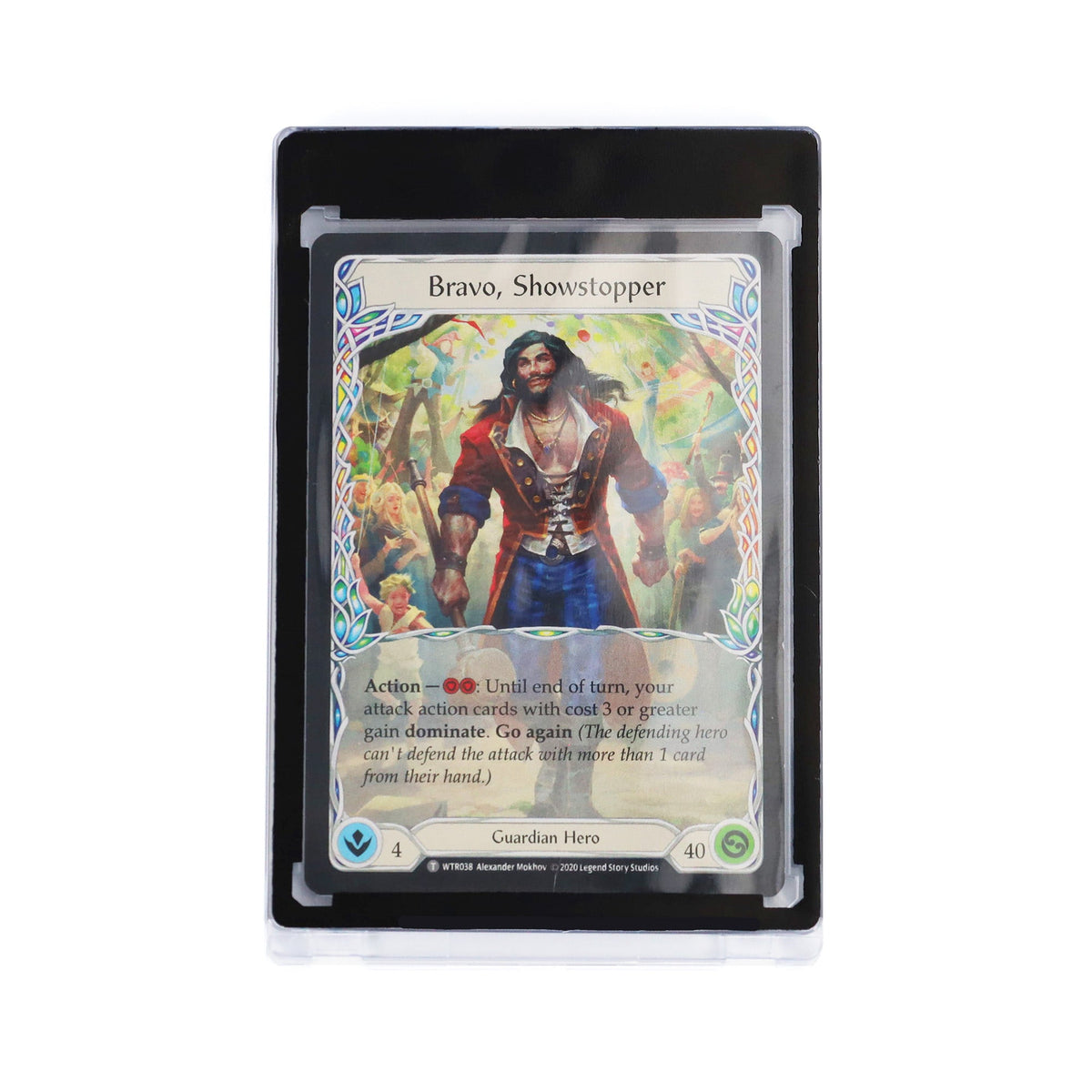 BCW 35 PT black-border magnetic card holder — Glare / Magic card example