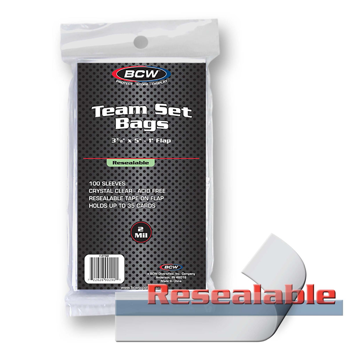 BCW resealable team set bags 100 pack packaging