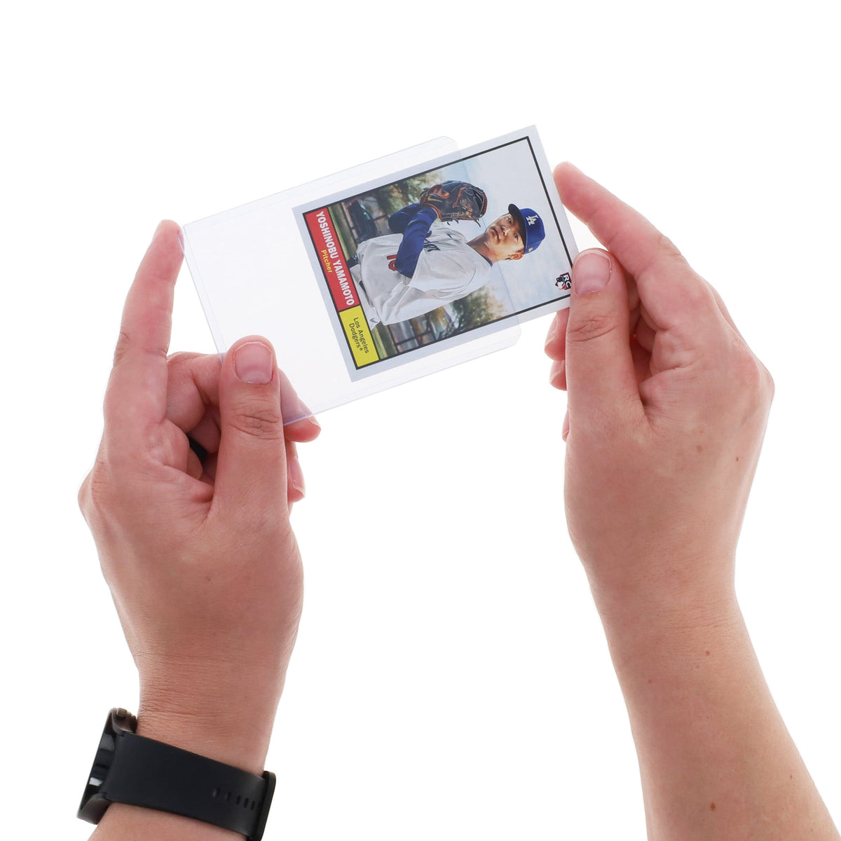 BCW 3x4 Topload Holder - Standard 100 Ct — Demonstration inserting a card into the BCW standard toploader
