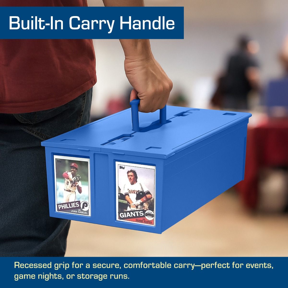 Official BCW 1600-count card storage bin, blue; product image 5