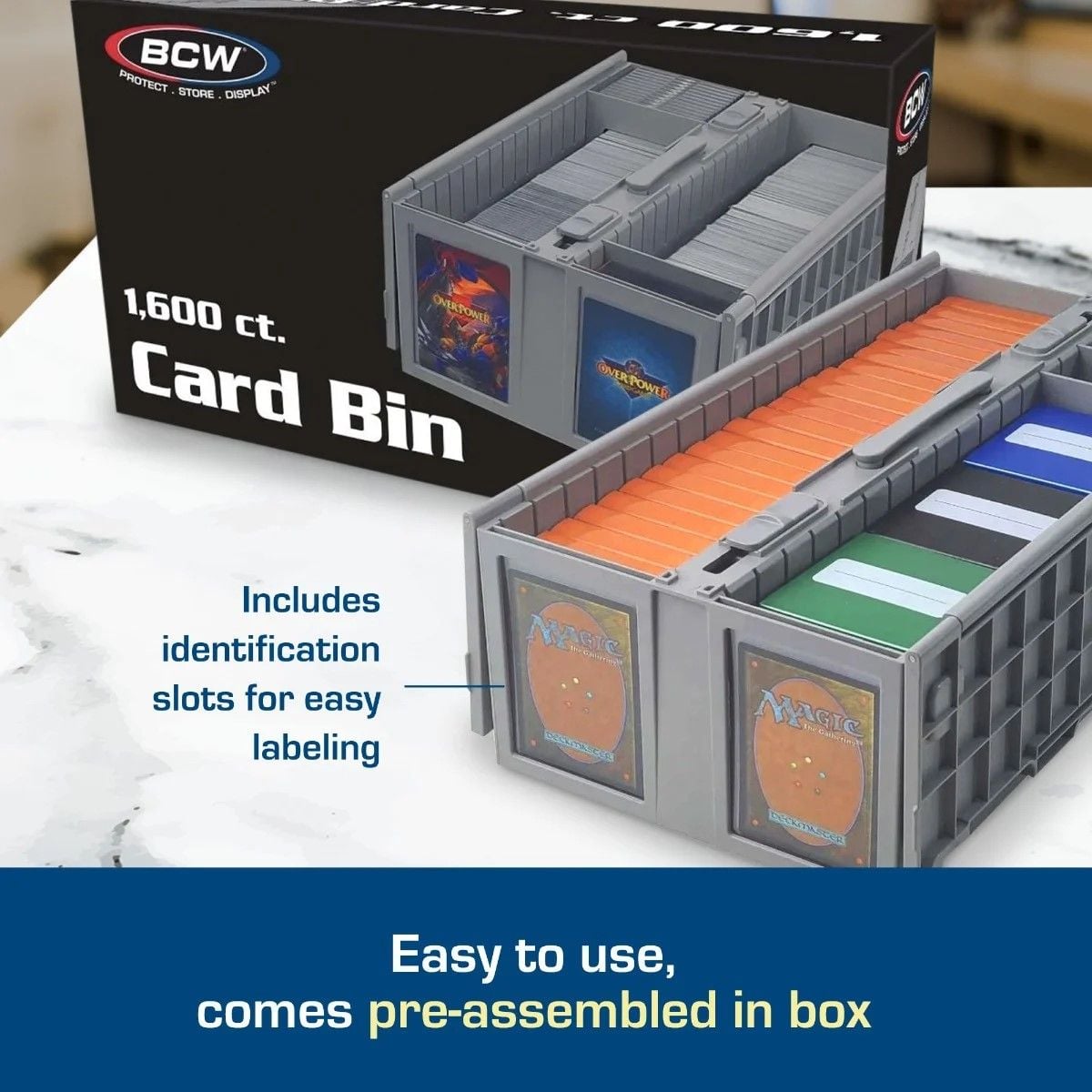 Official BCW 1600-count card storage bin, gray; product image 5
