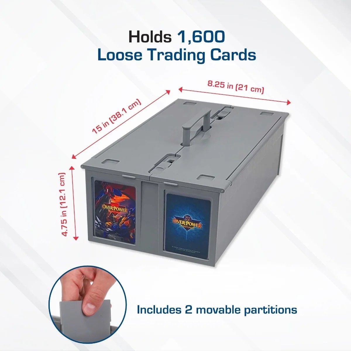 Official BCW 1600-count card storage bin, gray; product image 4