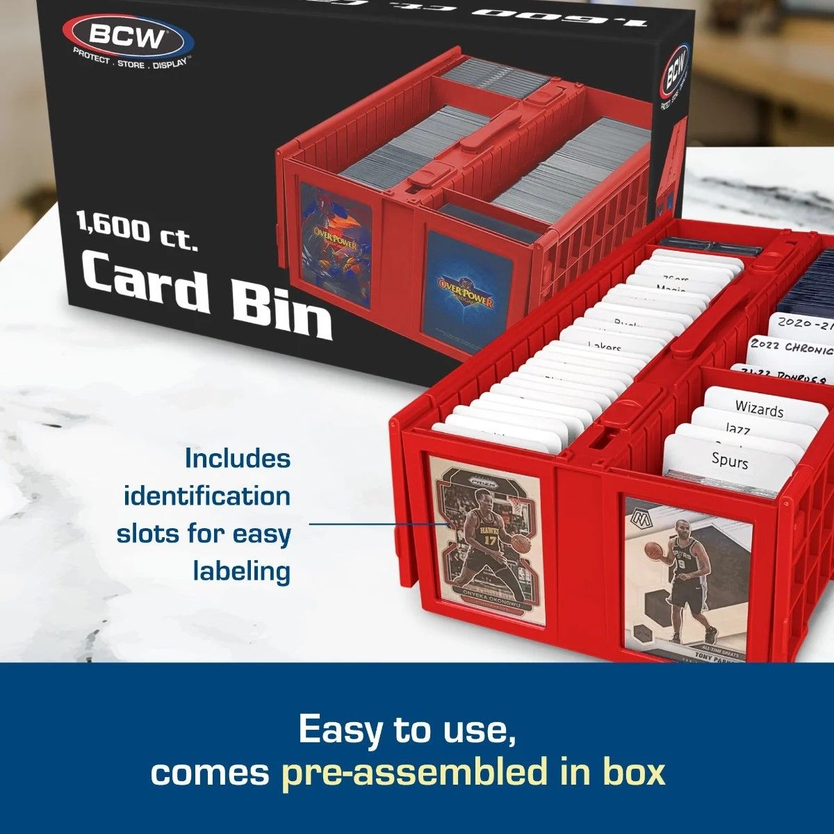 Official BCW 1600-count card storage bin, red; product image 5