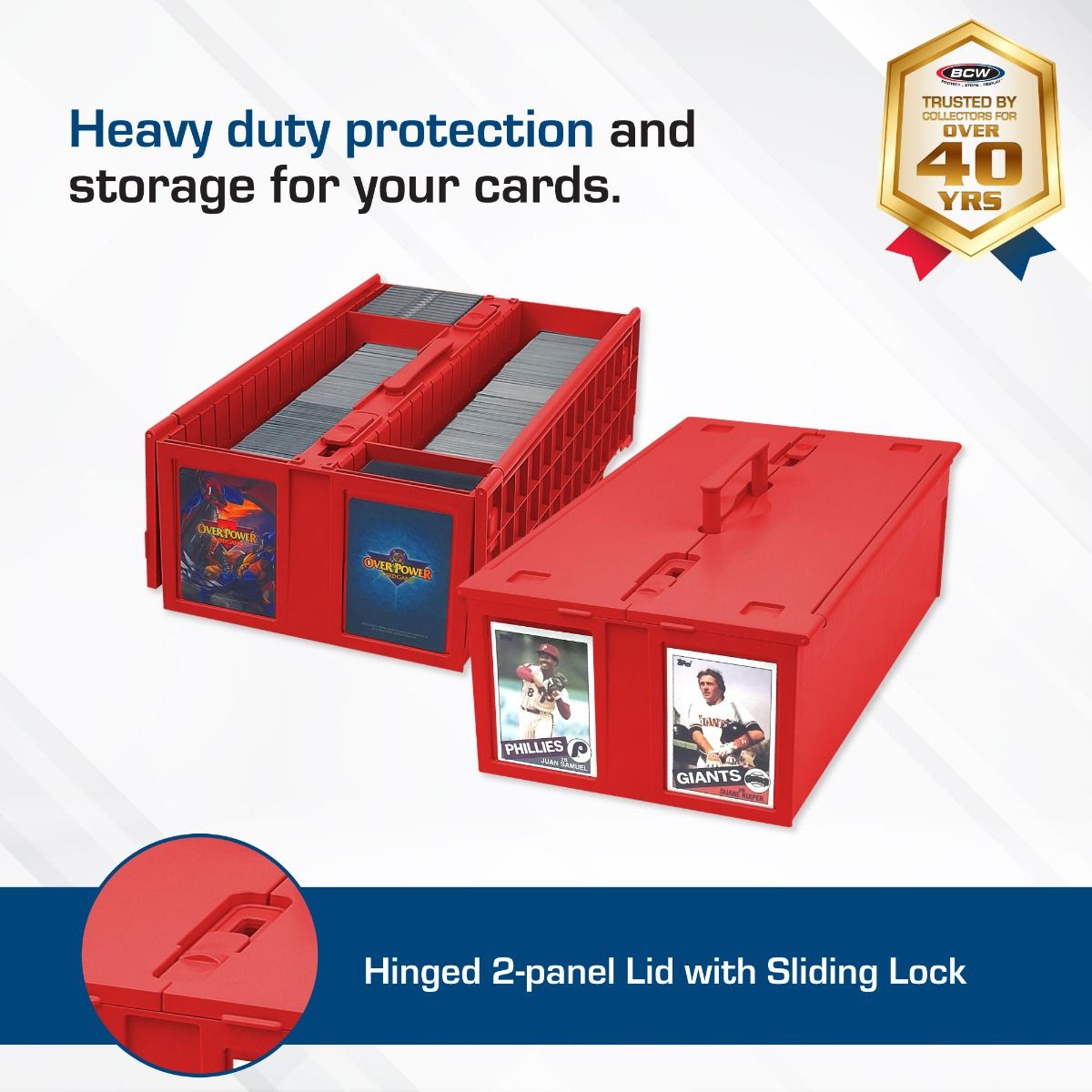 Official BCW 1600-count card storage bin, red; product image 3