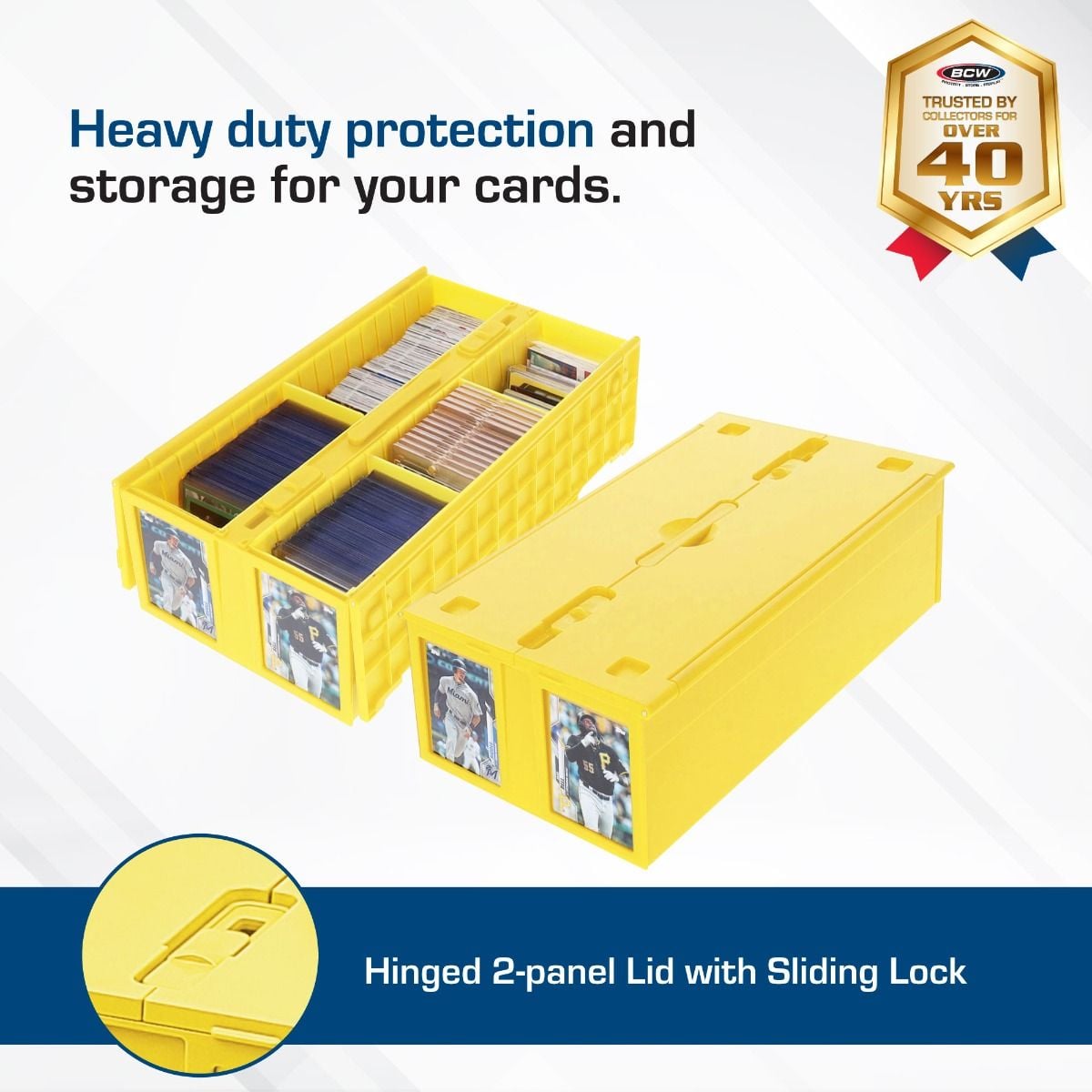 Official BCW 1600-count card storage bin, yellow; product image 3
