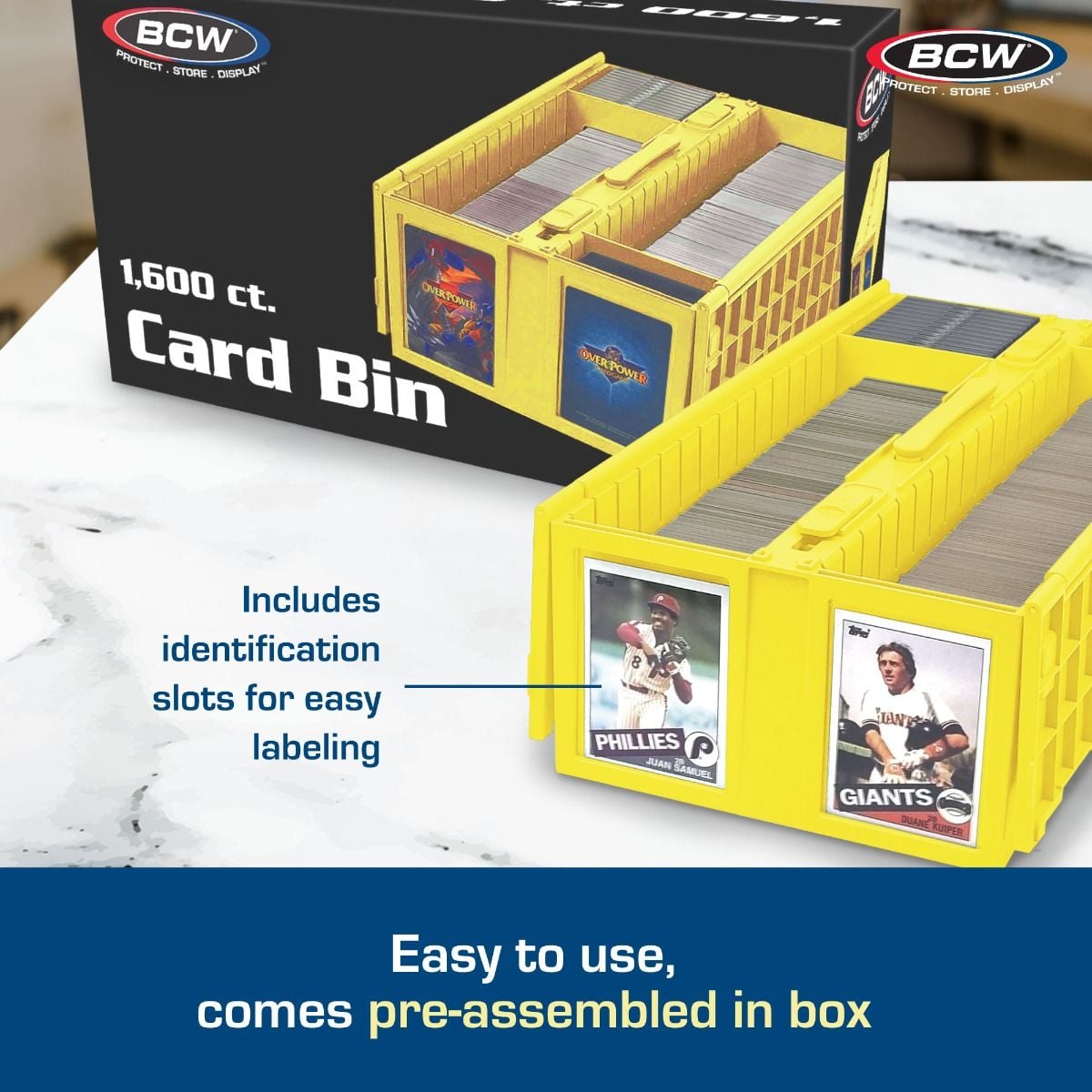 Official BCW 1600-count card storage bin, yellow; product image 5