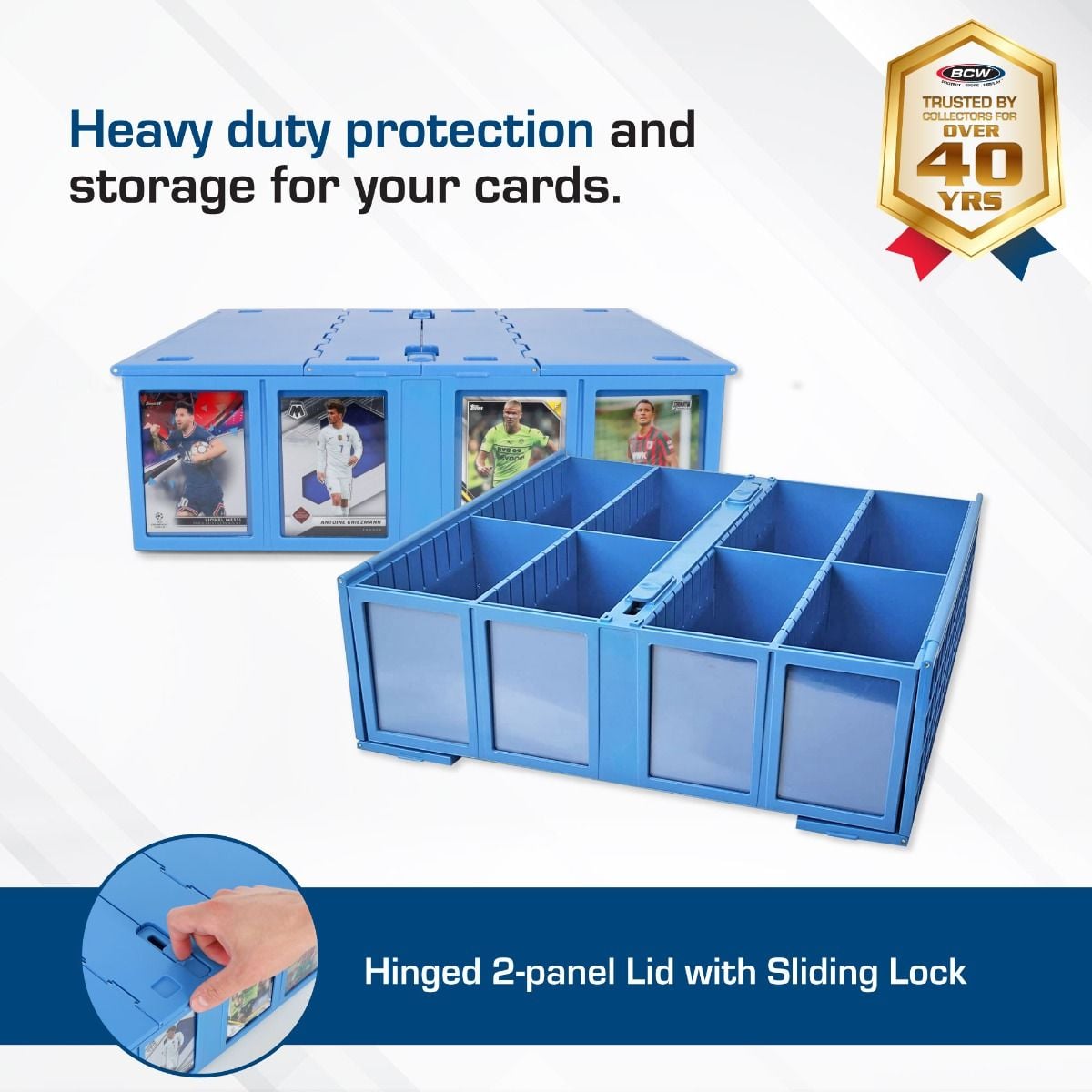 Official BCW 3200-count card storage bin, blue; product image 3
