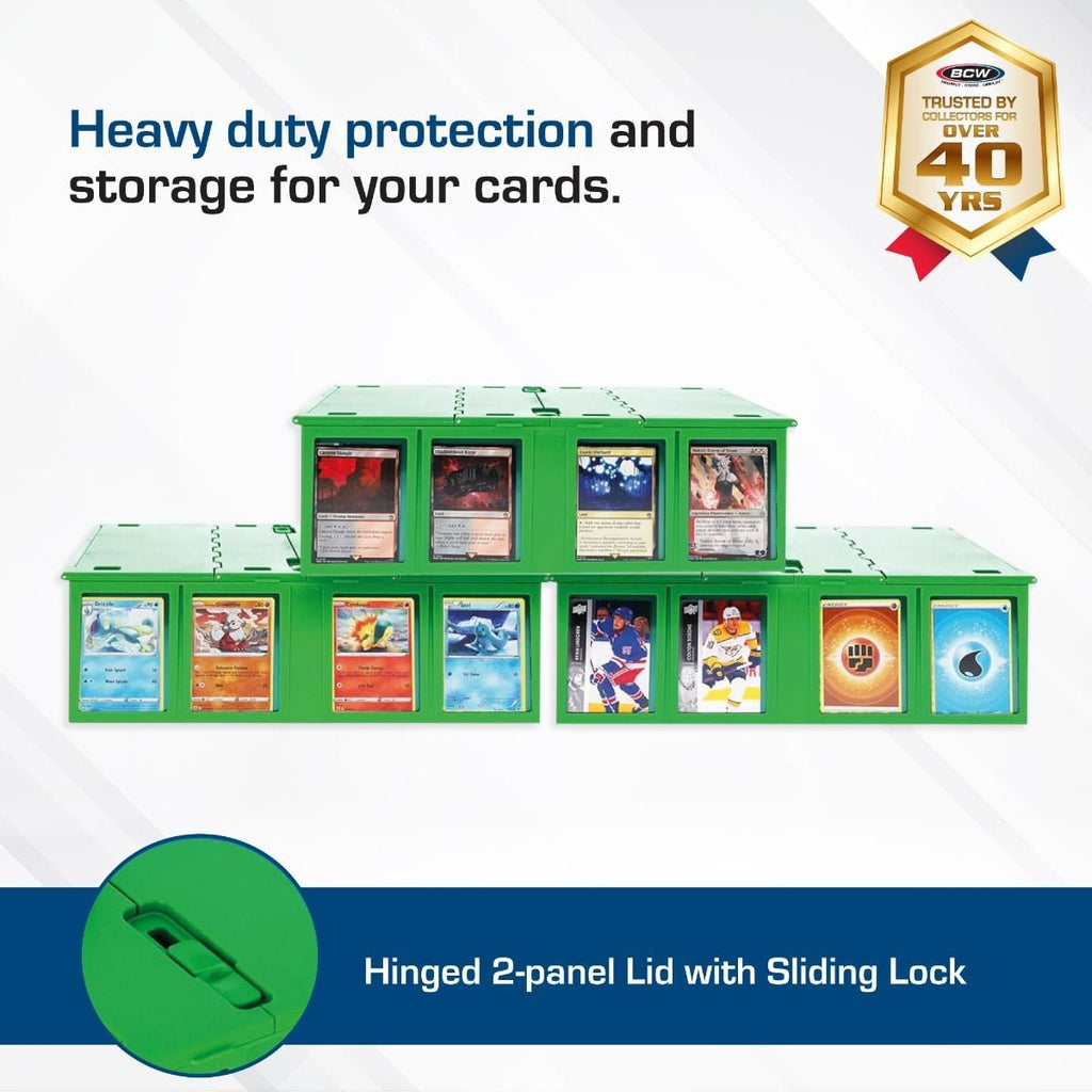 Official BCW 3200-count card storage bin, green; product image 3