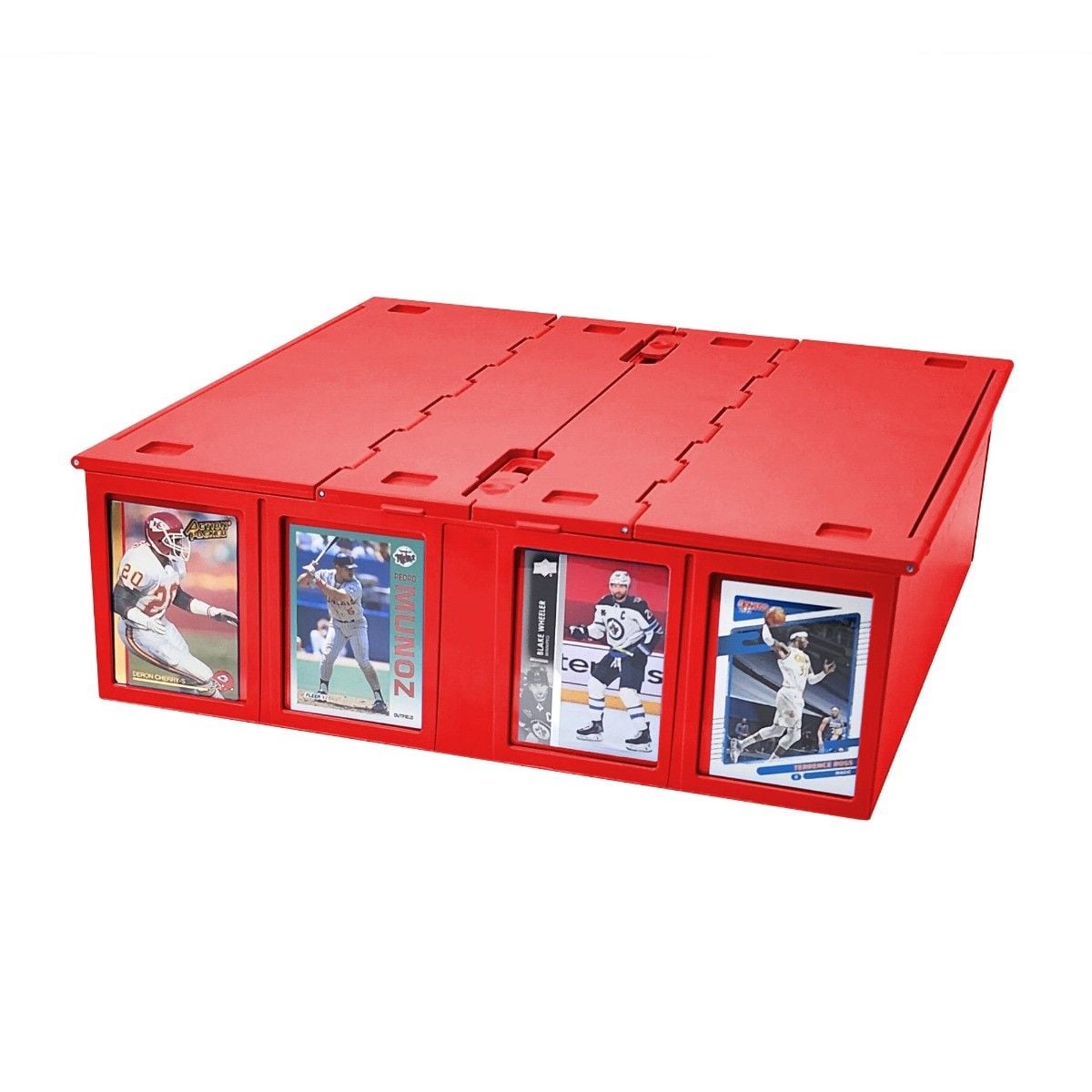 Official BCW 3200-count card storage bin, red; product image 2
