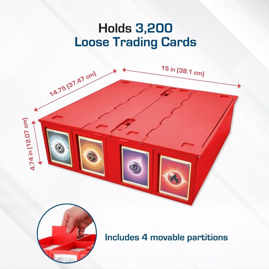 Official BCW 3200-count card storage bin, red; product image 4