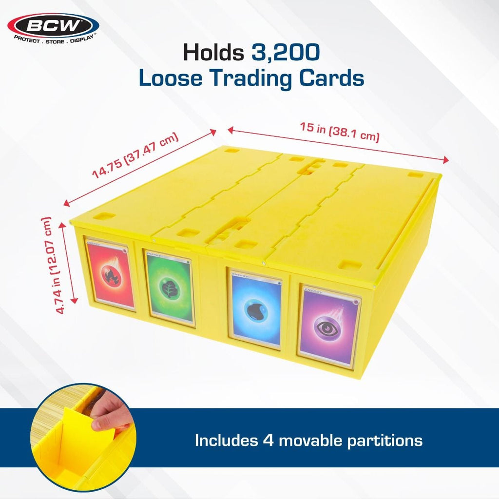 Official BCW 3200-count card storage bin, yellow; product image 4
