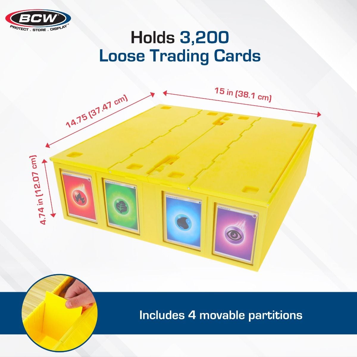 Official BCW 3200-count card storage bin, yellow; product image 4