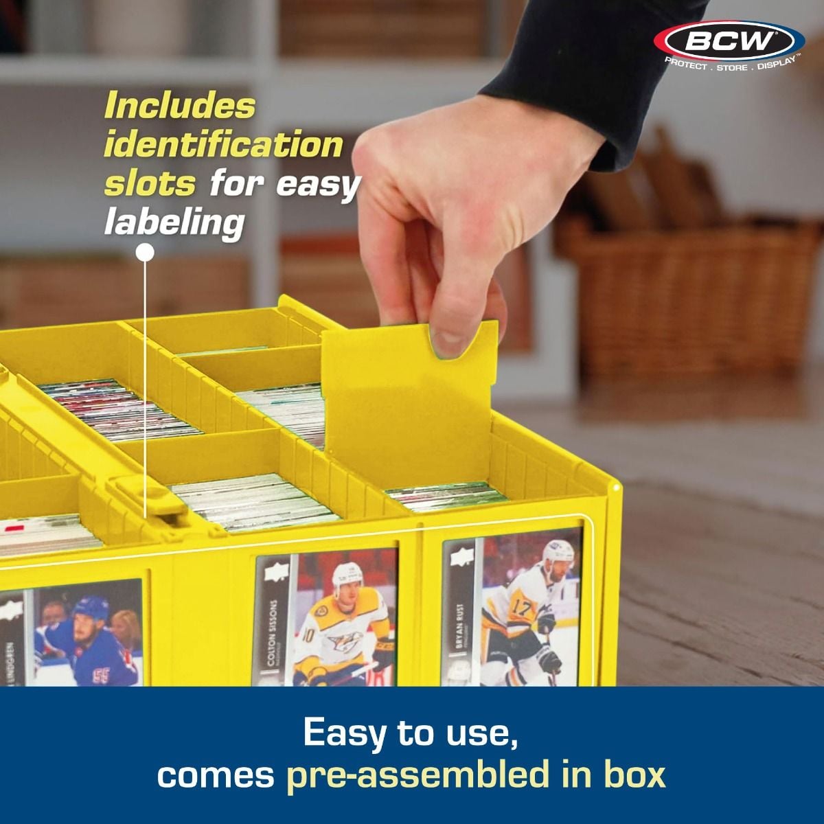 Official BCW 3200-count card storage bin, yellow; product image 5