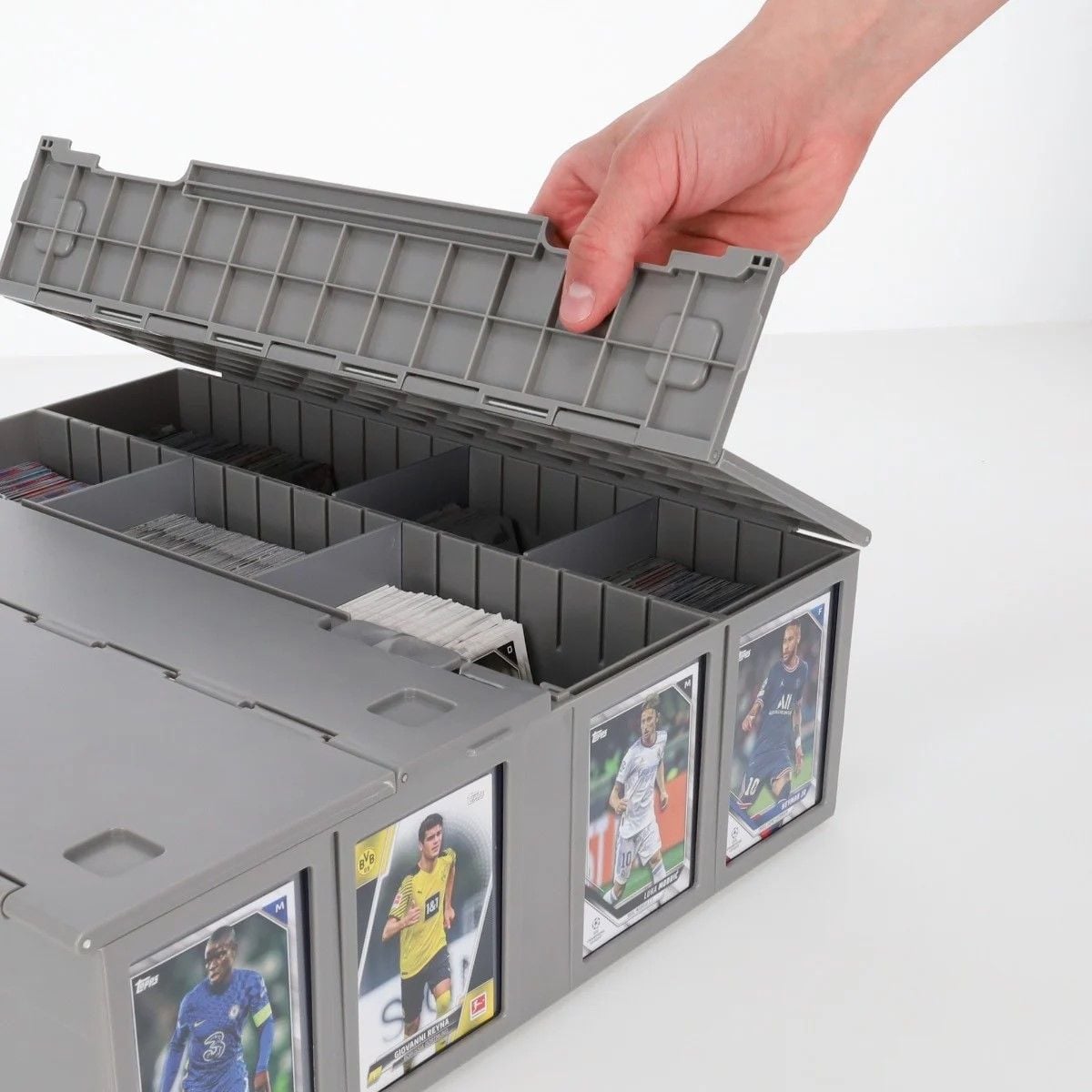 BCW 3,200-Count Trading Card Storage Bin - 4-Row Gray