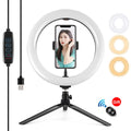 Desktop Ring Light 10.2 in with Phone Holder & Tripod — PULUZ LED Selfie Light for Live Streaming, Card Photography & Video
