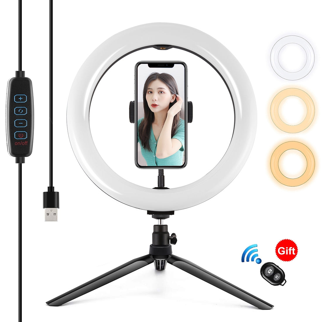 Desktop Ring Light 10.2 in with Phone Holder & Tripod — PULUZ LED Selfie Light for Live Streaming, Card Photography & Video