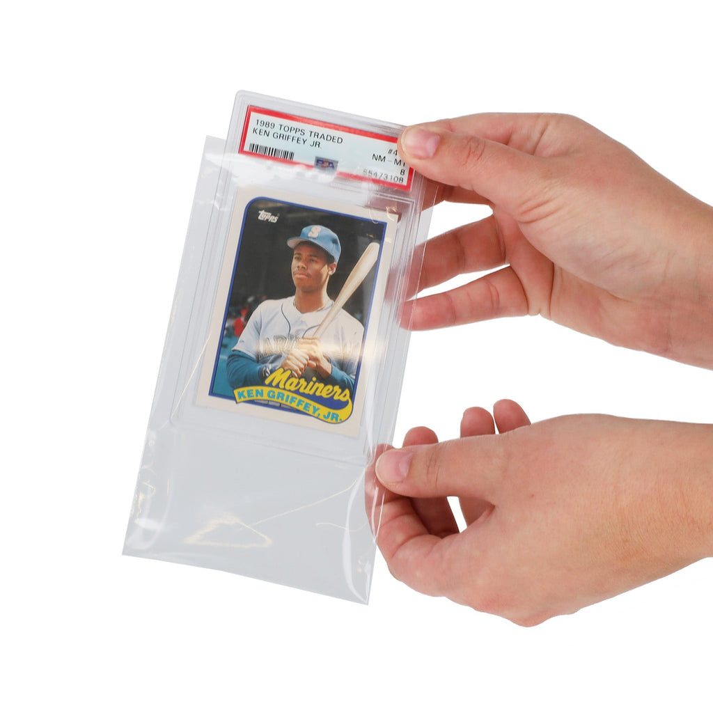 BCW resealable graded-card sleeve protecting a graded slab.