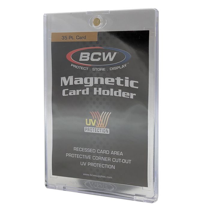 BCW clear 35 PT magnetic card holder with gold magnet