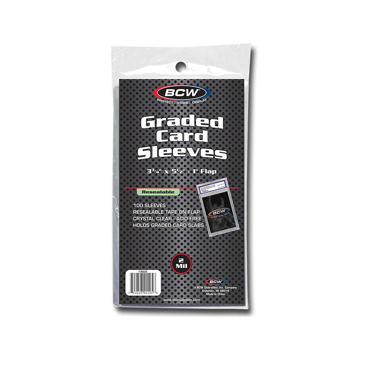 BCW Resealable Graded Card Sleeves 100 Pack — included in the Graded Card Storage Starter Kit