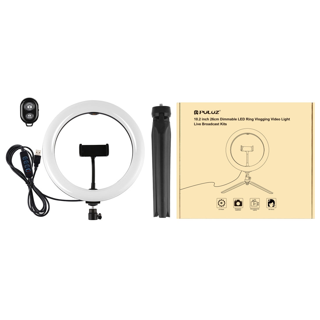 PULUZ PKT3072B 10.2 inch LED ring light image 11