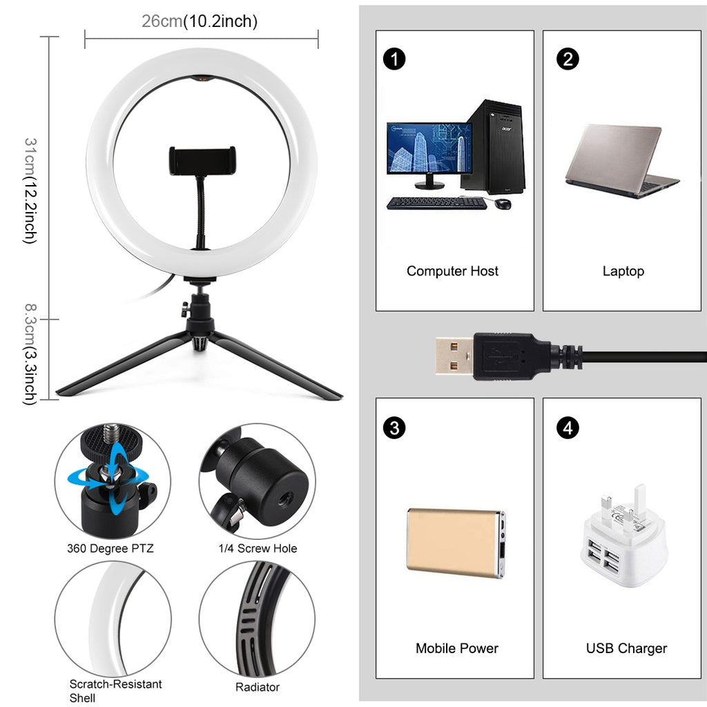 PULUZ PKT3072B 10.2 inch LED ring light image 3