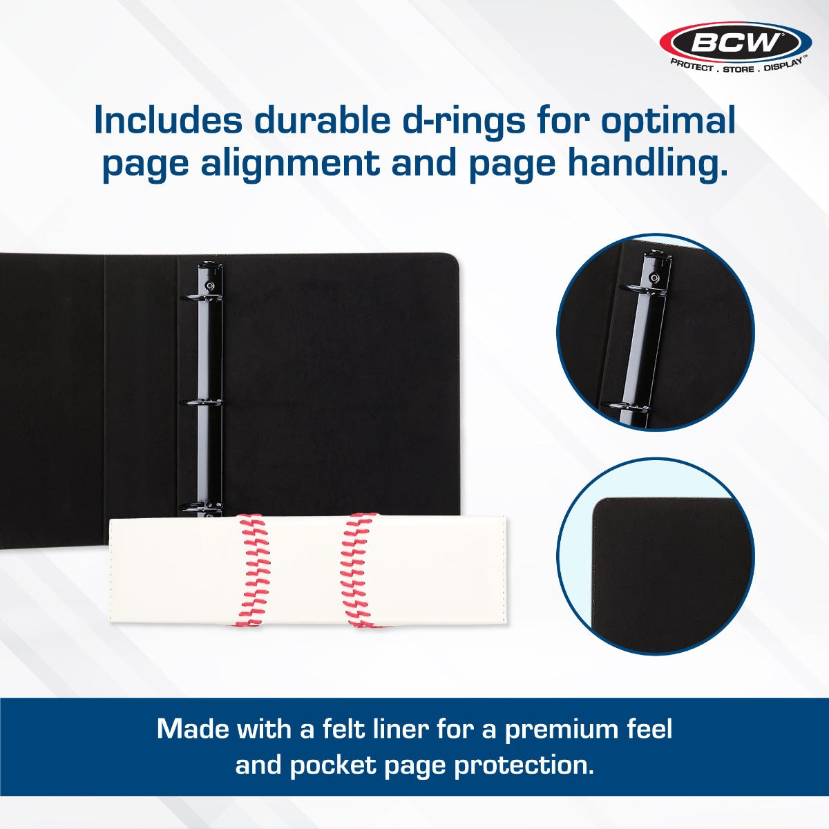 BCW Premium Baseball Album D-ring detail